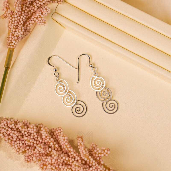 MILLENNE Millennia 2000 Hook Multi Spiral Silver Dangle Earrings with 925 Sterling Silver