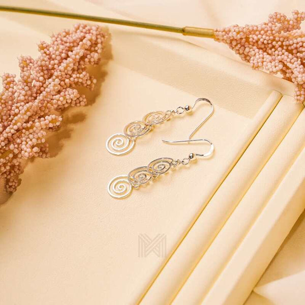 MILLENNE Millennia 2000 Hook Multi Spiral Silver Dangle Earrings with 925 Sterling Silver