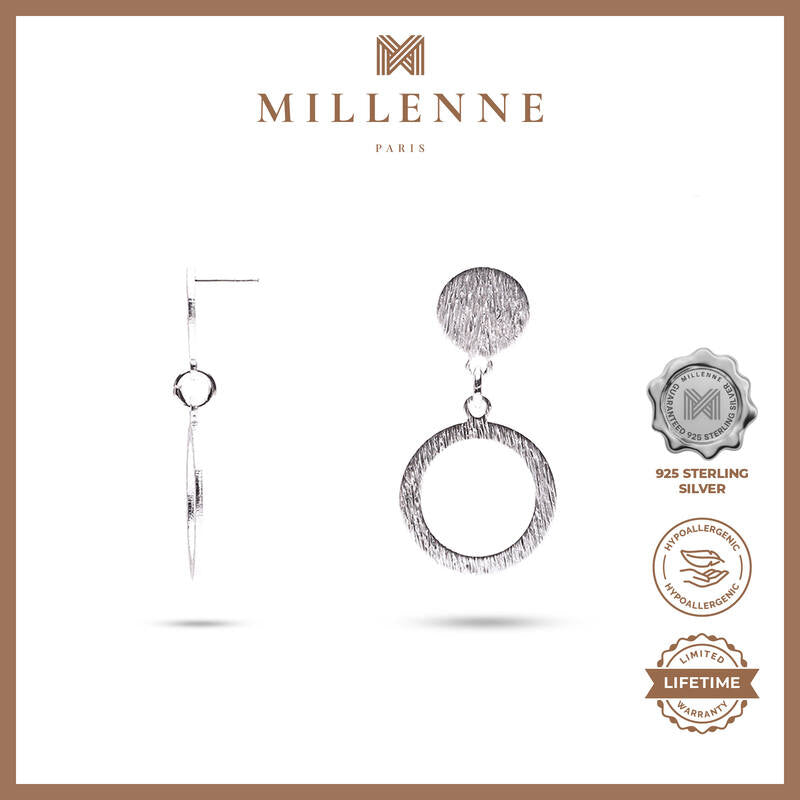 MILLENNE Minimal Matt Circle Silver Stud Earrings with 925 Sterling Silver