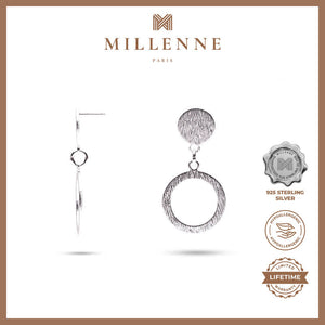 MILLENNE Minimal Matt Circle Silver Stud Earrings with 925 Sterling Silver