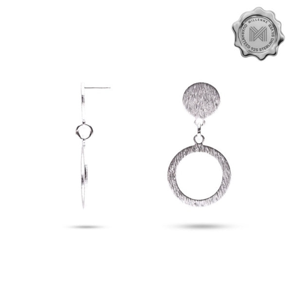 MILLENNE Minimal Matt Circle Silver Stud Earrings with 925 Sterling Silver