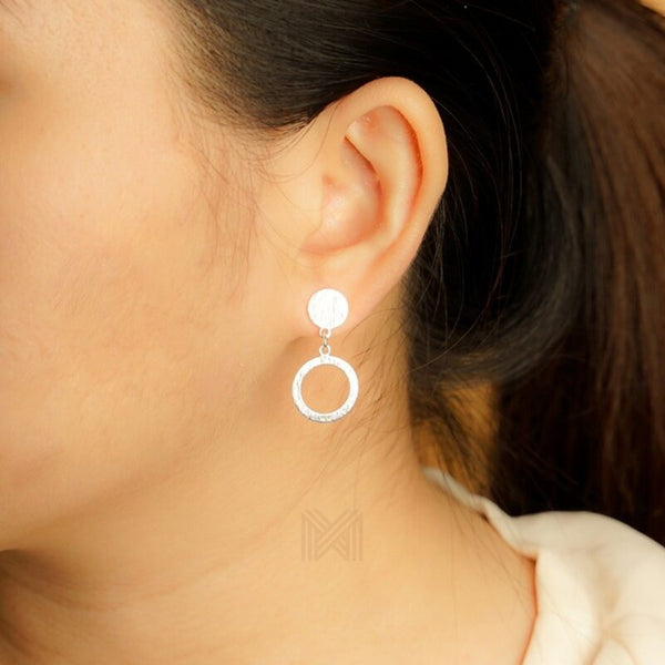 MILLENNE Minimal Matt Circle Silver Stud Earrings with 925 Sterling Silver