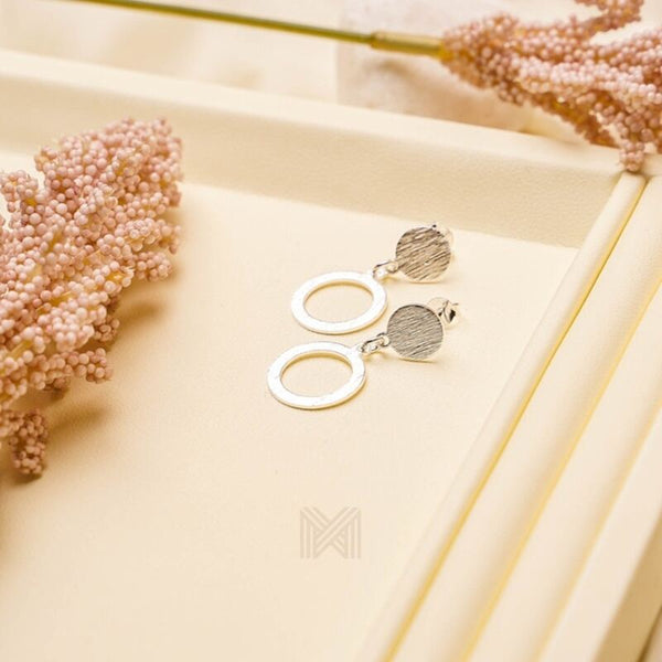 MILLENNE Minimal Matt Circle Silver Stud Earrings with 925 Sterling Silver