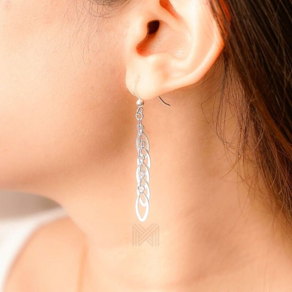MILLENNE Millennia 2000 Multiple Oval Hook Silver Dangle Earrings with 925 Sterling Silver