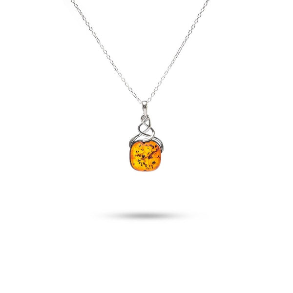 MILLENNE Multifaceted Baltic Amber Twine Silver Pendant with 925 Sterling Silver