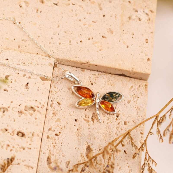 MILLENNE Multifaceted Baltic Amber Fairy Silver Pendant with 925 Sterling Silver