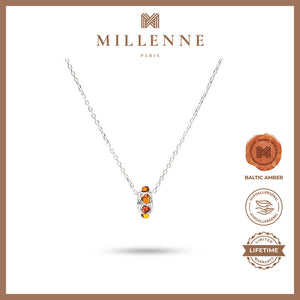 MILLENNE Multifaceted Baltic Amber Monotone Wheel Silver Pendant with 925 Sterling Silver