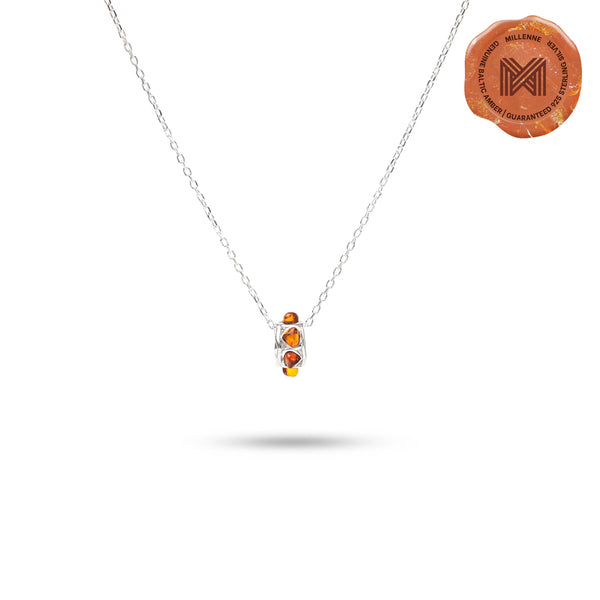 MILLENNE Multifaceted Baltic Amber Monotone Wheel Silver Pendant with 925 Sterling Silver