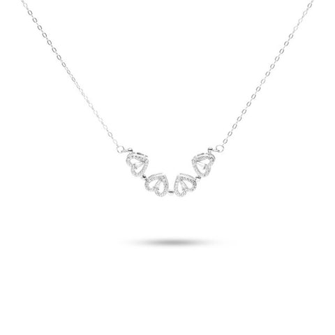 MILLENNE Millennia 2000 Surprise Magnetic Lucky Charm Heart Cubic Zirconia Rhodium Necklace with 925 Sterling Silver