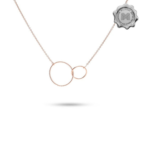 MILLENNE Minimal Double Karma Rose Gold Necklace with 925 Sterling Silver