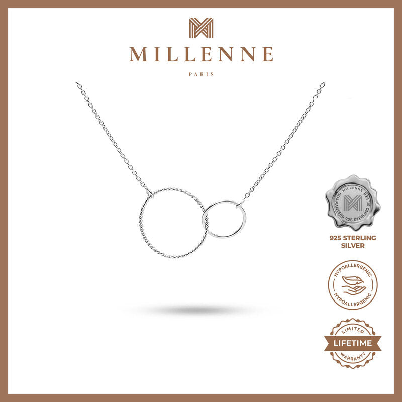 MILLENNE Minimal Double Karma Silver Necklace with 925 Sterling Silver