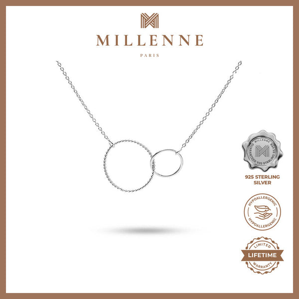 MILLENNE Minimal Double Karma Silver Necklace with 925 Sterling Silver