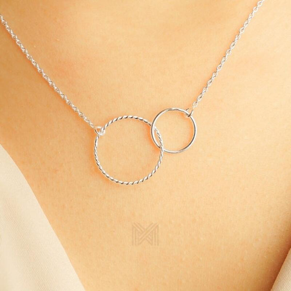 MILLENNE Minimal Double Karma Silver Necklace with 925 Sterling Silver
