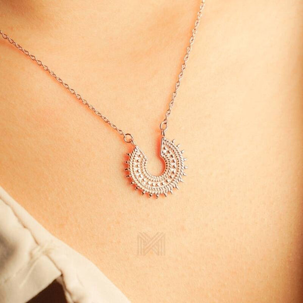 MILLENNE Millennia 2000 Chain with Filigree Ethnic Boho Charm Rose Gold Necklace with 925 Sterling Silver