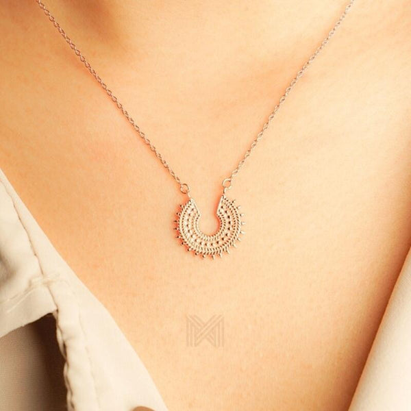 MILLENNE Millennia 2000 Chain with Filigree Ethnic Boho Charm Rose Gold Necklace with 925 Sterling Silver