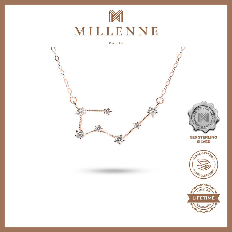 MILLENNE Match The Stars Taurus Constellation Rose Gold Necklace with 925 Sterling Silver