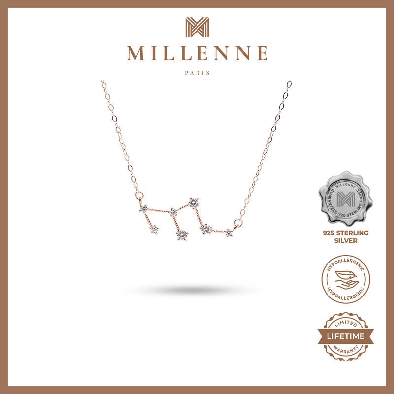 MILLENNE Match The Stars Leo Constellation Rose Gold Necklace with 925 Sterling Silver