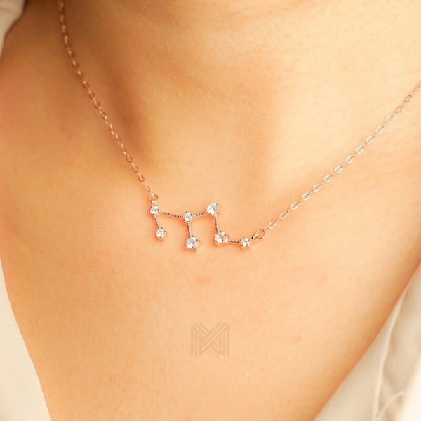 MILLENNE Match The Stars Leo Constellation Rose Gold Necklace with 925 Sterling Silver