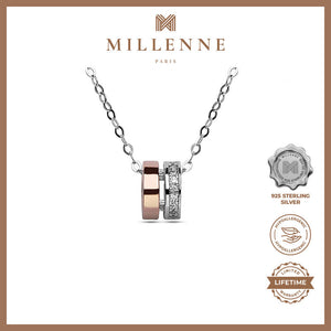 MILLENNE Made For The Night The Perfect Duo Cubic Zirconia Silver Necklace with 925 Sterling Silver