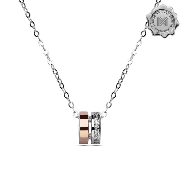 MILLENNE Made For The Night The Perfect Duo Cubic Zirconia Silver Necklace with 925 Sterling Silver