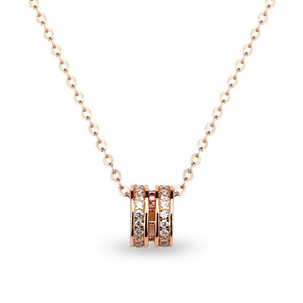 MILLENNE Made For The Night Circle of Life Cubic Zirconia Rose Gold Necklace with 925 Sterling Silver