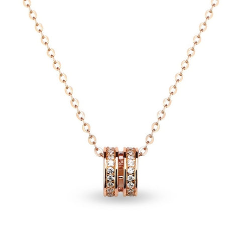 MILLENNE Made For The Night Circle of Life Cubic Zirconia Rose Gold Necklace with 925 Sterling Silver