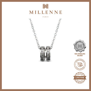 MILLENNE Made For The Night Circle of Life Cubic Zirconia White Gold Necklace with 925 Sterling Silver