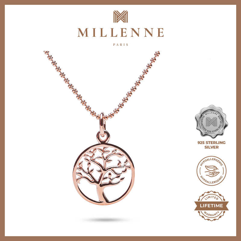 MILLENNE Millennia 2000 Scattered Tree of Life Rose Gold Pendant with 925 Sterling Silver