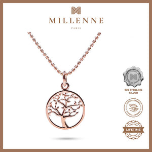 MILLENNE Millennia 2000 Scattered Tree of Life Rose Gold Pendant with 925 Sterling Silver
