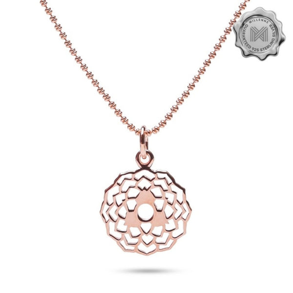 MILLENNE Millennia 2000 Sahasrara "The Crown Chakra" Rose Gold Pendant with 925 Sterling Silver