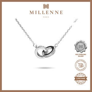 MILLENNE Millennia 2000 Forever Studded Cubic Zirconia White Gold Necklace with 925 Sterling Silver