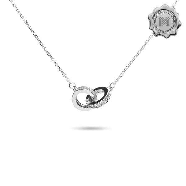 MILLENNE Millennia 2000 Forever Studded Cubic Zirconia White Gold Necklace with 925 Sterling Silver