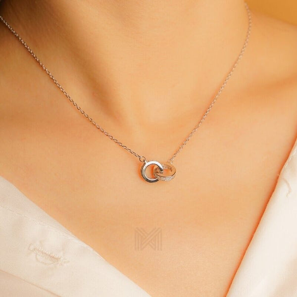 MILLENNE Millennia 2000 Forever Studded Cubic Zirconia White Gold Necklace with 925 Sterling Silver