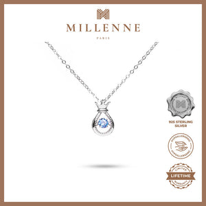 MILLENNE Multifaceted Blue Topaz Ice Queen White Gold Necklace with 925 Sterling Silver