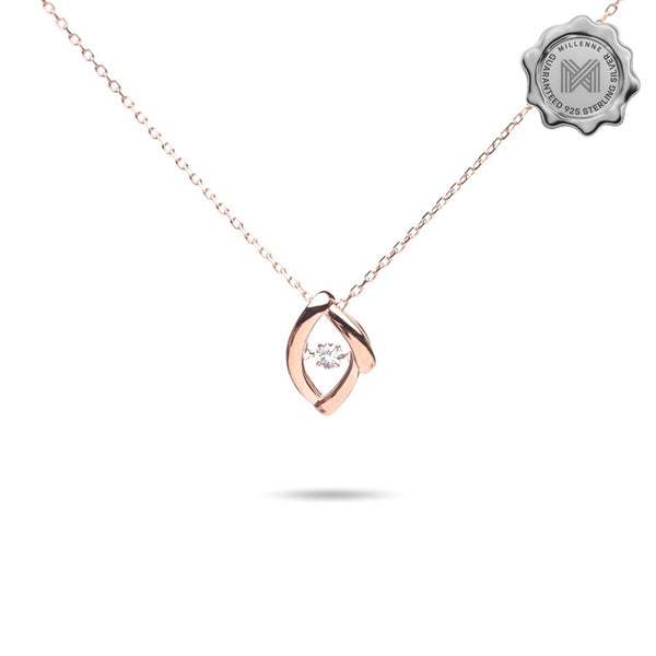 MILLENNE Made For The Night Marquee Cubic Zirconia Rose Gold Necklace with 925 Sterling Silver