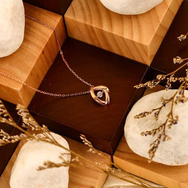 MILLENNE Made For The Night Marquee Cubic Zirconia Rose Gold Necklace with 925 Sterling Silver