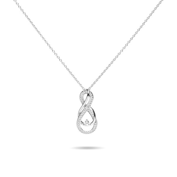 MILLENNE Made For The Night Intricate Entwined Studded Cubic Zirconia White Gold Necklace with 925 Sterling Silver