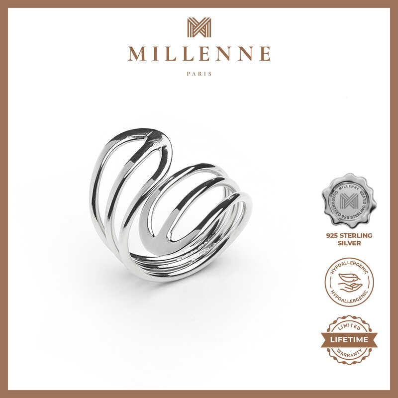 MILLENNE Minimal Open Airy Wire Silver Ring with 925 Sterling Silver