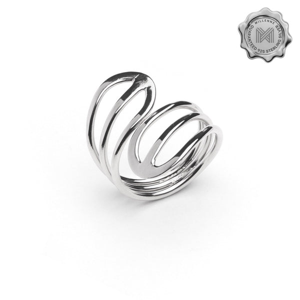 MILLENNE Minimal Open Airy Wire Silver Ring with 925 Sterling Silver