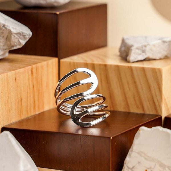 MILLENNE Minimal Open Airy Wire Silver Ring with 925 Sterling Silver