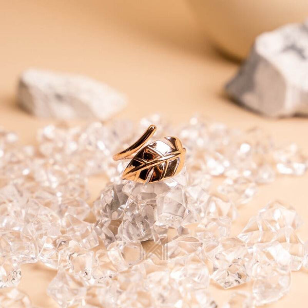 MILLENNE Millennia 2000 Mockup Leaf Curly Rose Gold Adjustable Ring with 925 Sterling Silver