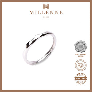 MILLENNE Minimal Curvy White Gold Stackable Ring with 925 Sterling Silver