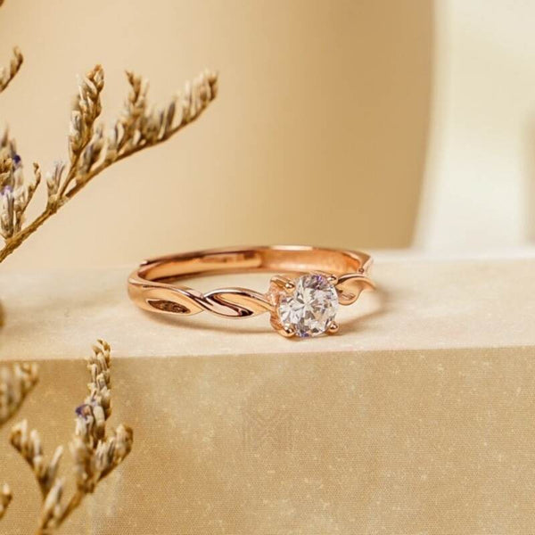 MILLENNE Made For The Night Diamonds are Forever Square Cubic Zirconia Rose Gold Ring with 925 Sterling Silver