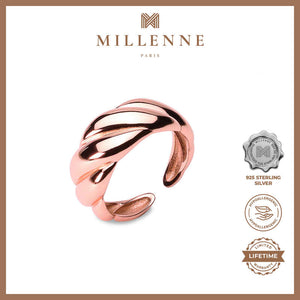 MILLENNE Millennia 2000 Croissant Rose Gold Ring with 925 Sterling Silver