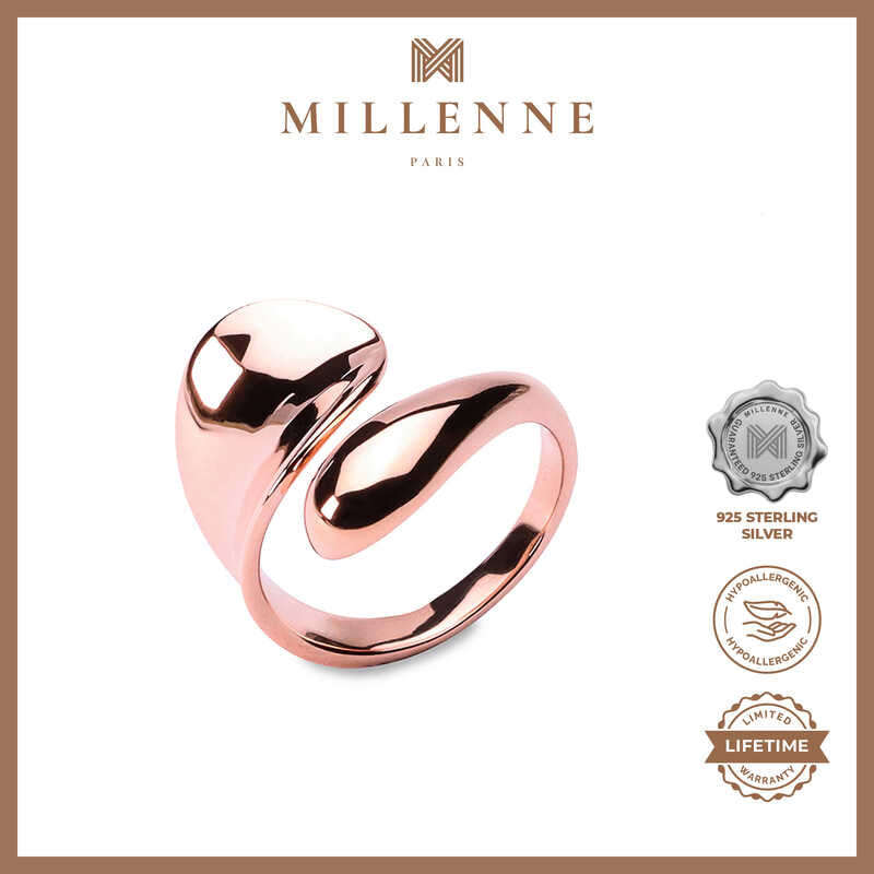 MILLENNE Minimal Globule Rose Gold Adjustable Ring with 925 Sterling Silver