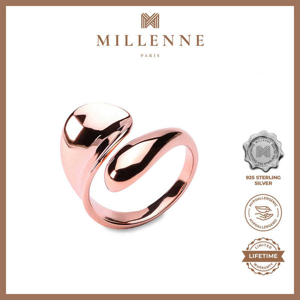 MILLENNE Minimal Globule Rose Gold Adjustable Ring with 925 Sterling Silver