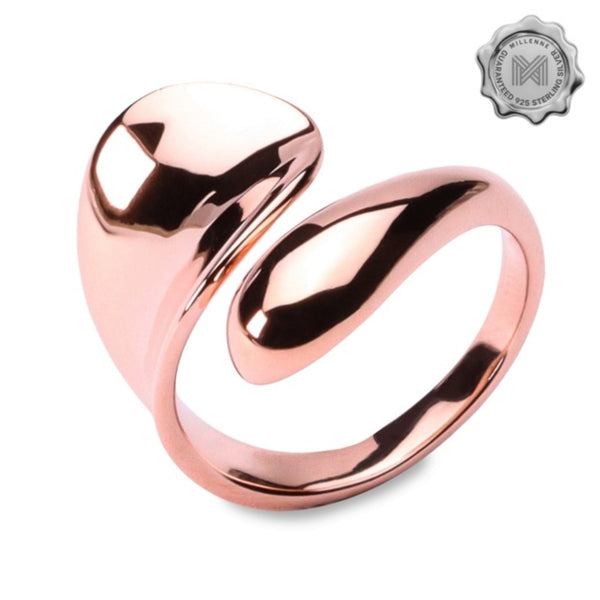 MILLENNE Minimal Globule Rose Gold Adjustable Ring with 925 Sterling Silver