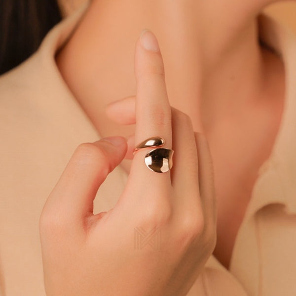 MILLENNE Minimal Globule Rose Gold Adjustable Ring with 925 Sterling Silver