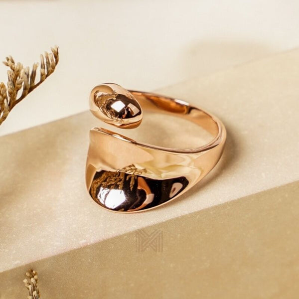MILLENNE Minimal Globule Rose Gold Adjustable Ring with 925 Sterling Silver