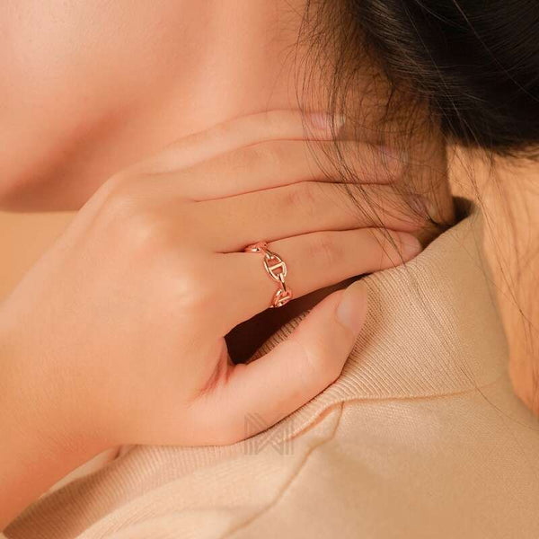 MILLENNE Millennia 2000 Tiny Buckles Rose Gold Ring with 925 Sterling Silver